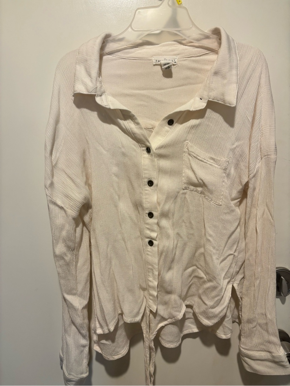 Full Tilt Cream Button-Front Long Sleeve Shirt